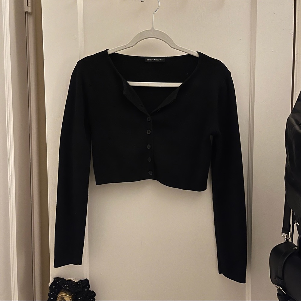 Brandy Melville Cropped Ribbed Button Up Top